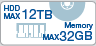HDD MAX12TB Memory MAX32GB