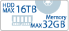 HDD MAX16TB Memory MAX32GB