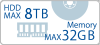HDD MAX8TB Memory MAX32GB