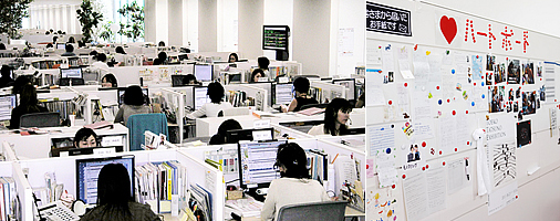 「資生堂お客さま窓口」の掲示板「ハートボード」には、全国の消費者から寄せられた喜びの手紙が掲示されている。