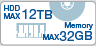 HDD MAX12TB@Memory@MAX32GB