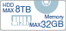 HDD MAX8TB Memory MAX32GB