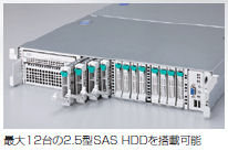最大12台の2.5型SAS HDDを搭載可能